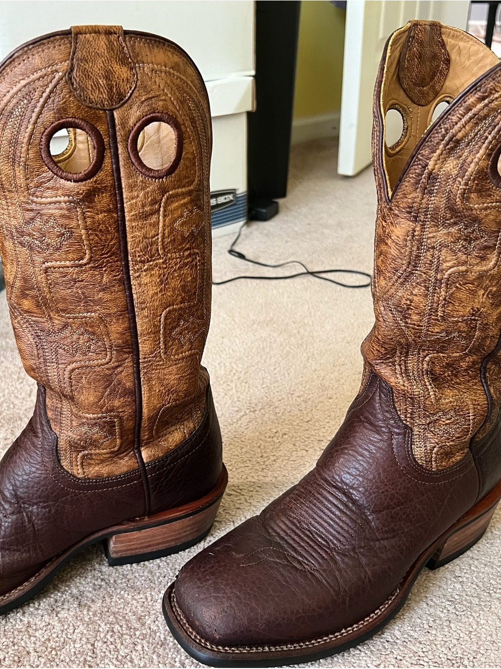 Tecovas Two-Tone Brown Leather Cowboy Boots